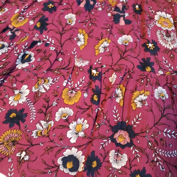 Art Class Girls Floral Tiered Dress 6/6X Crinkle Sleeveless Burgundy Black - Picture 4 of 8